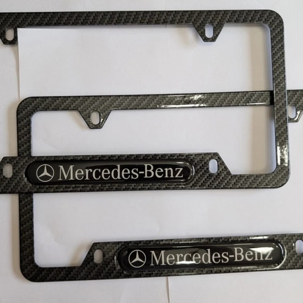 Mercedes-Benz Black Carbon Fiber License Plate Frames Set of 2 - Picture 2 of 6